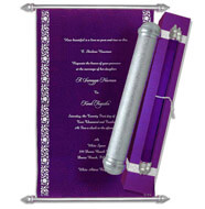 Velvet Scroll Invitations, Royal Scroll Invitations, Purple Scroll Invitations