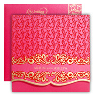 Bright Pink Muslim wedding cards, Mumbai Wedding cards online