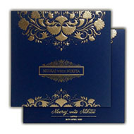 Buy Cheap Indian wedding cards, Blue Gold theme Wedding Invitations, Indian Wedding cards UK