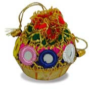 Multicolour Net Pouch with mirror work