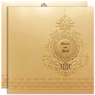 Indian wedding invitations with Peach Gold colour theme, Budget Indian wedding cards