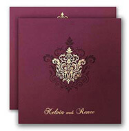 Purple Gold Muslim Wedding Invitations 