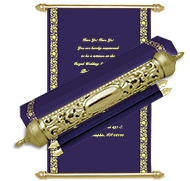 Royal Scroll invitations,Blue Gold theme, Velvet Scrolls