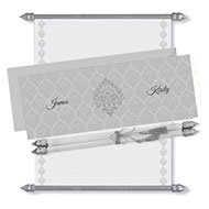 Silver Scroll Invitation, Scroll Invitations with box, Scroll Wedding Invitation, Scroll Invitations, 25th Anniversary Scroll Invitation