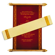 Small size velvet Scroll Invitation, Scroll Invitations with box, Maroon velvet scrolls