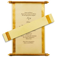 Cream Scroll Invitation with box, Scroll Invitations with gold border