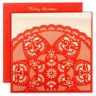 Artistic lasercut wedding invitations, Bright red card, Hindu Wedding Invitations online