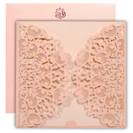 Pink lasercut wedding cards online, Engraved invitation, Indian wedding cards online