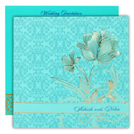 Turquoise blue Indian wedding invitations with gold foiling
