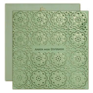 Islamic Wedding cards UK, Light Green Laser cut wedding cards